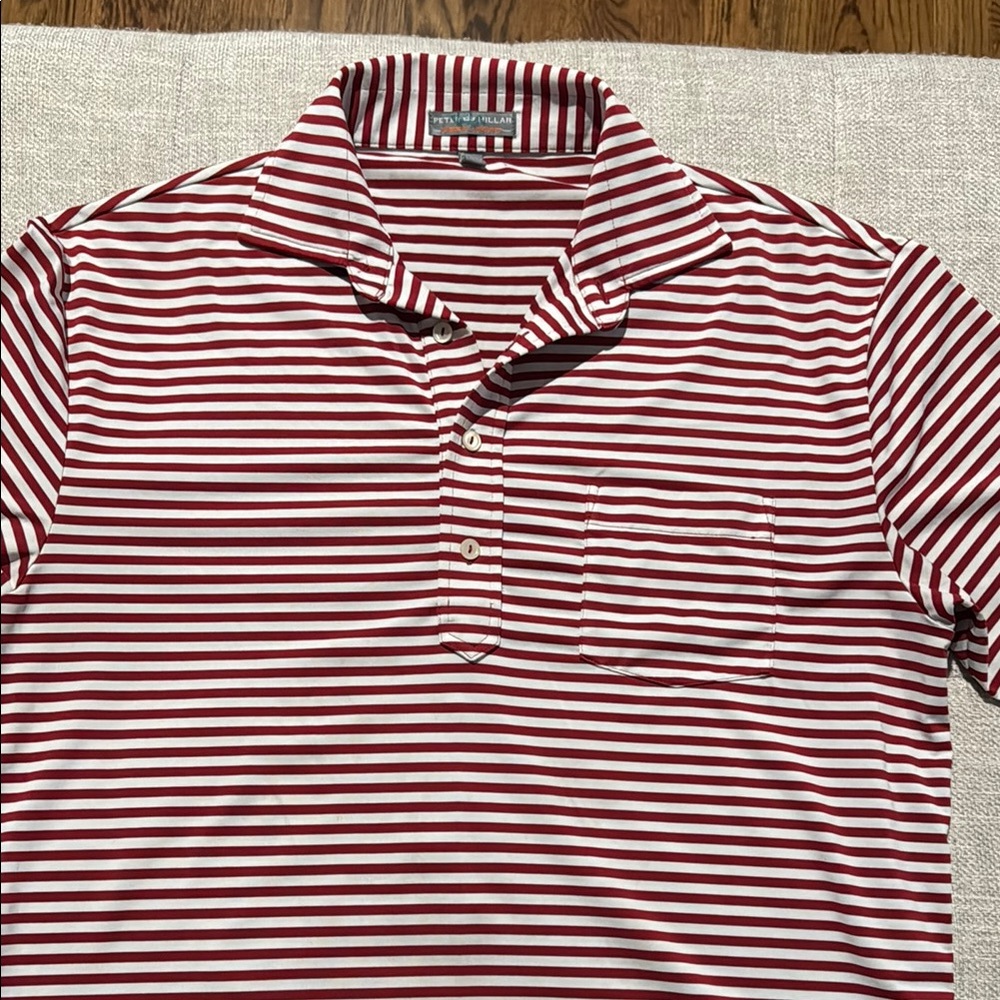 Peter Millar Red Striped Polo Shirt - Picture 1 of 1